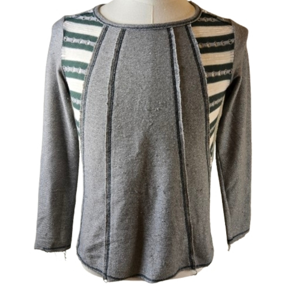 Hem & Thread Knit Swing Top XL Gray and Green - Picture 3 of 14
